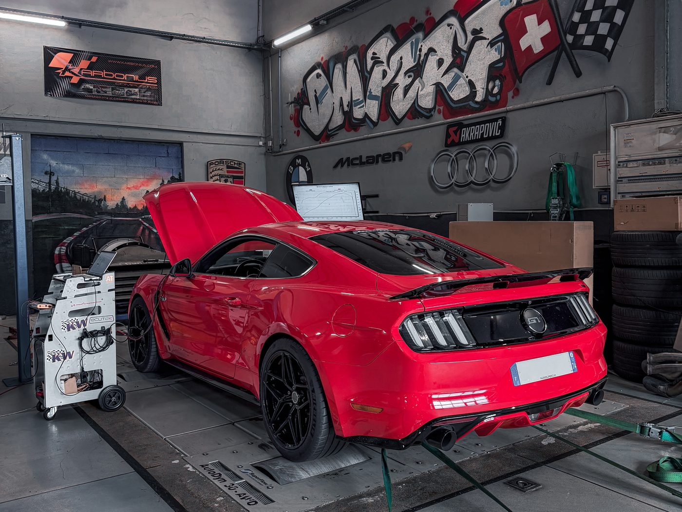 Ford Mustang GT sur le banc de puissance